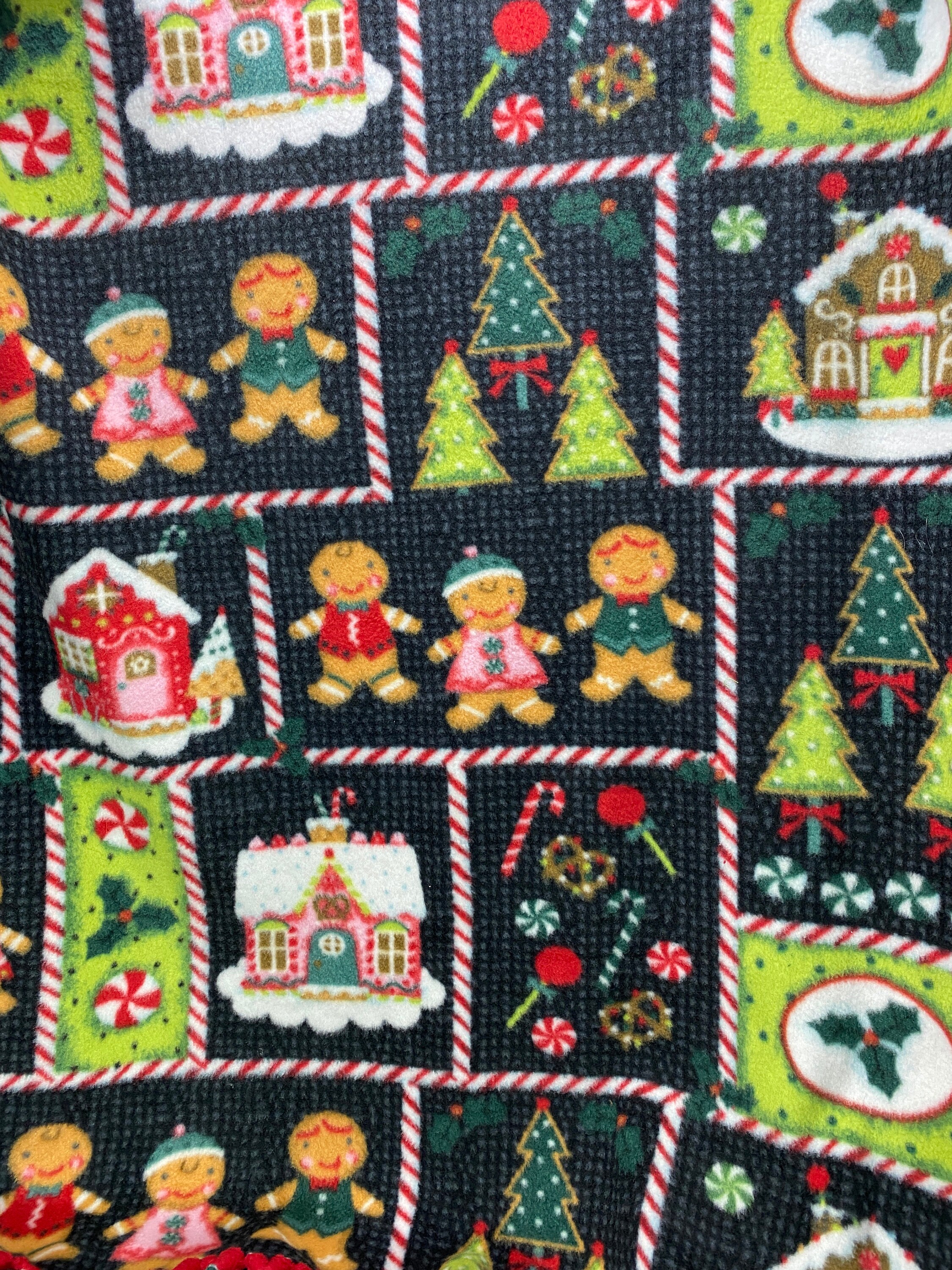 Christmas Sampler Print Fleece Blanket Reversible Double | Etsy
