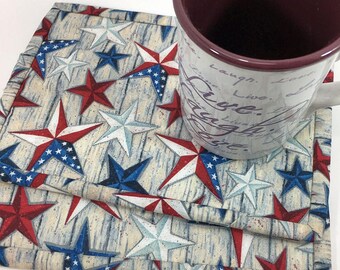 Patriotic Stars Mug Rug: 4th of July Table Mat