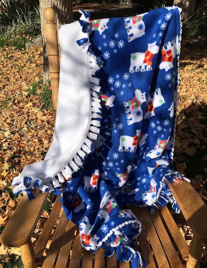 Polar Bears Print Fleece Blanket Reversible Double Layer Etsy