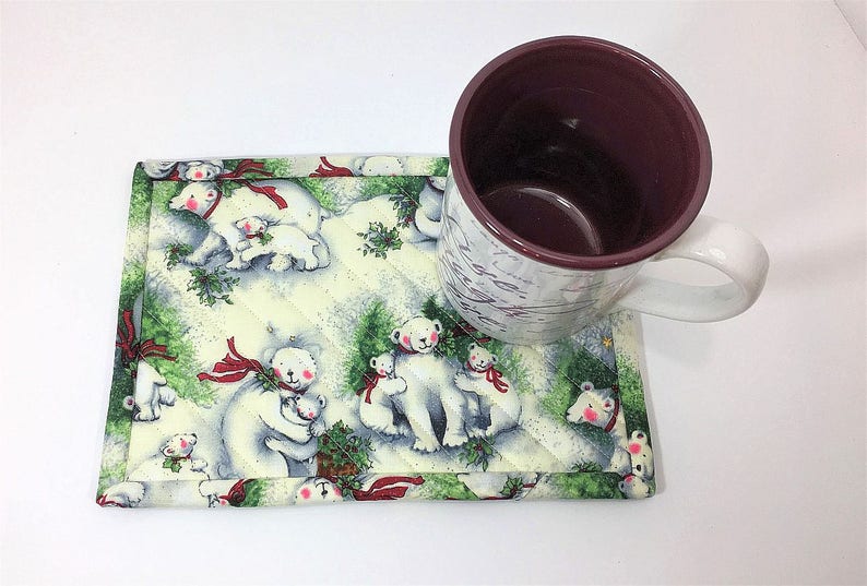 Momma Bear Design Mug Rug Placemat Table Mat Large Coaster Mona/'s Sewing Treasures 9.5x6.5