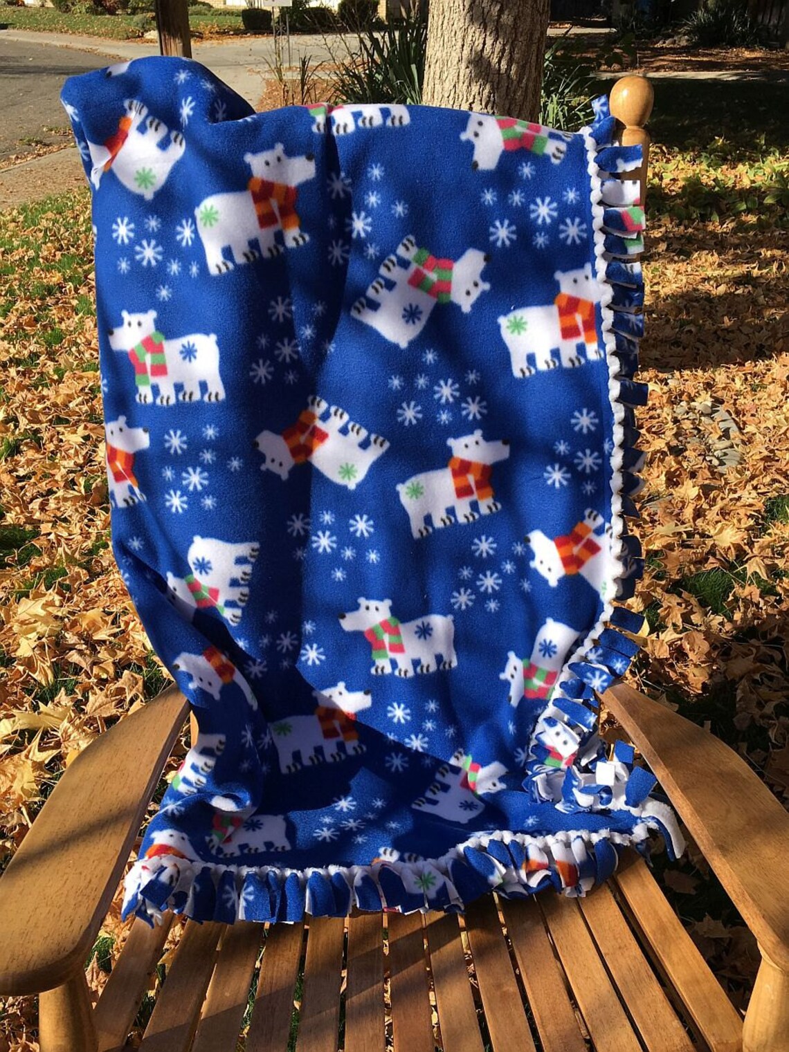 Polar Bears Print Fleece Blanket Reversible Double Layer Etsy