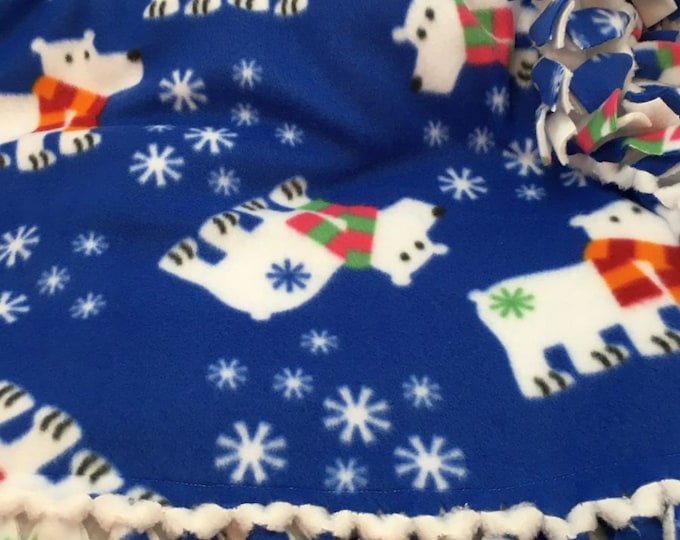 Polar Bears Print Fleece Blanket, Reversible, Double Layer Blanket