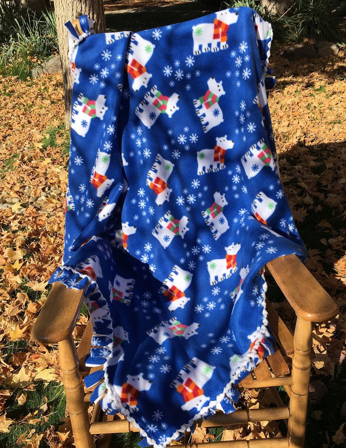 Polar Bears Print Fleece Blanket Reversible Double Layer Etsy