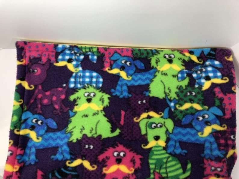 Reversible Dogs With Staches Print Fleece Blanket ChildPet Blanket Double Layer Blanket Rounded Edge Mona/'s Sewing Treasures