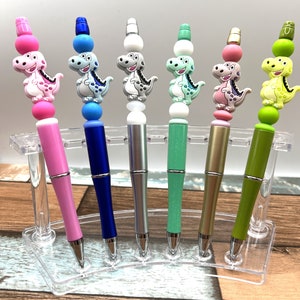 Dinosaur Silicone Bead Pen: Custom Refillable Journal Pen