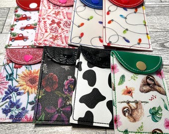 Gift or credit card holder, snap pouch, vinyl mini wallet, gift wrap alternative.