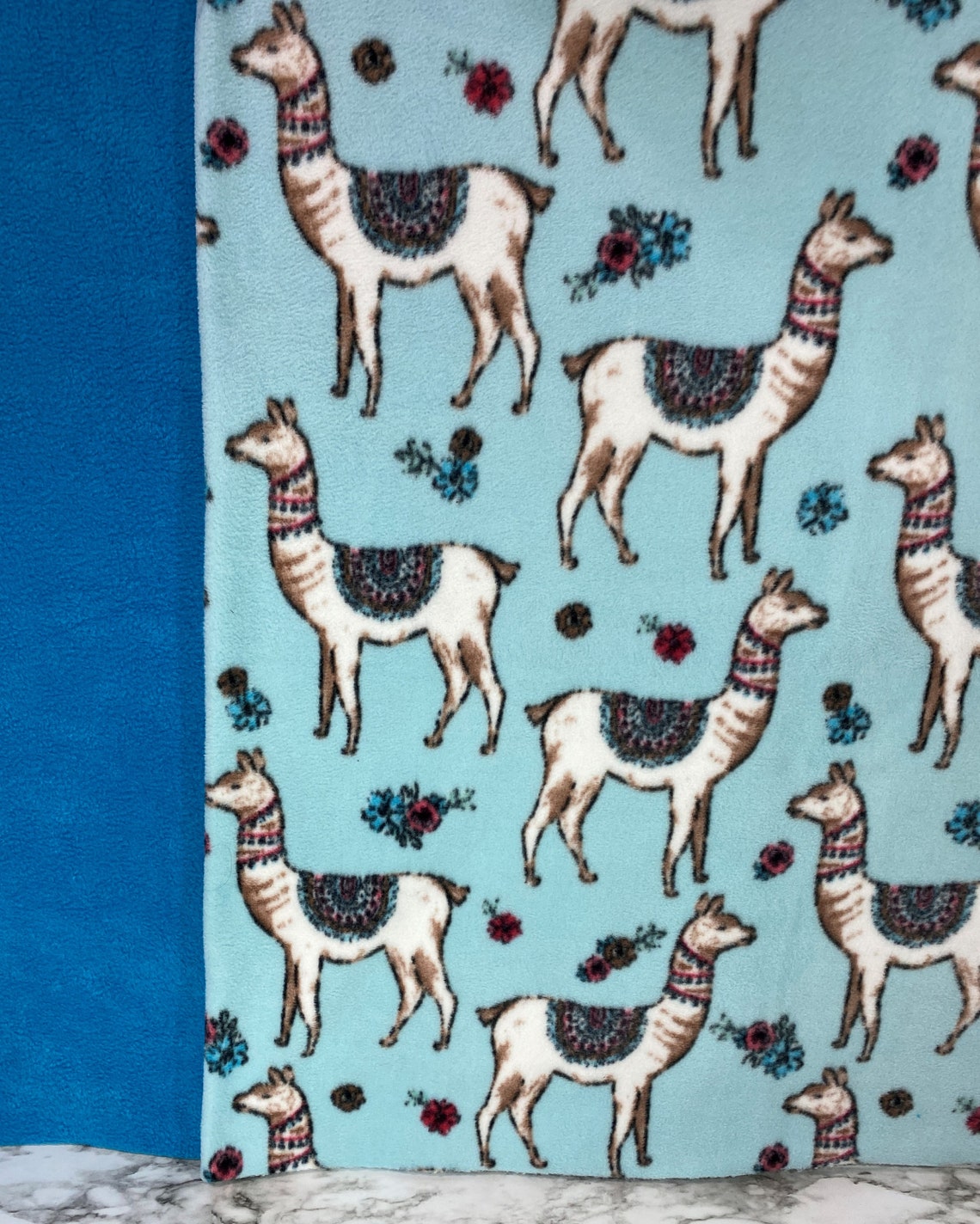 Llama Print Fleece Blanket Reversible Pink Llama Double Etsy