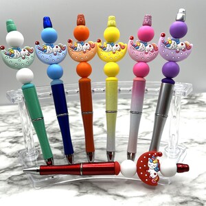 Unicorn Moon Silicone Bead Pen, Beaded Custom Made Pen, Silicone Beaded Ink Pens, Refillable Pen, Cute Pens, Journal Pen, Doodle Pen