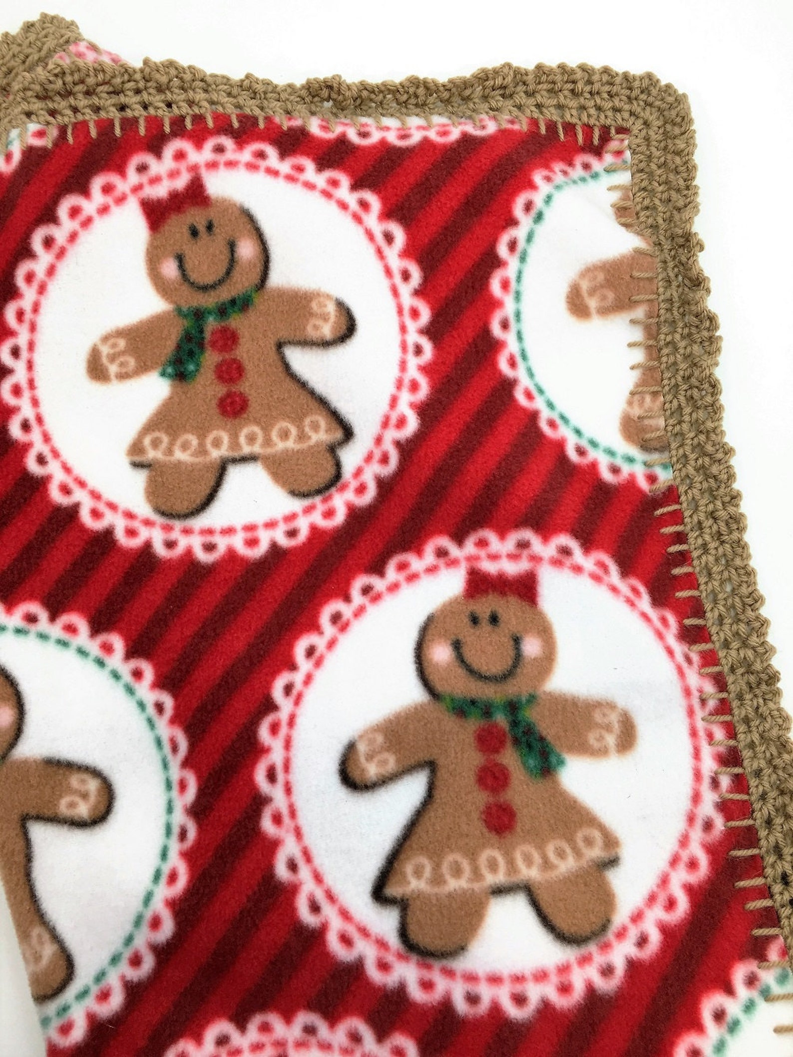 Mr. and Mrs. Gingerbread Crochet Edge Fleece Doll Blanket With | Etsy