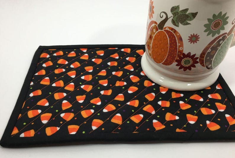 Halloween Spider Mug Rug: Quilted Table Mat, Large Coaster image 8