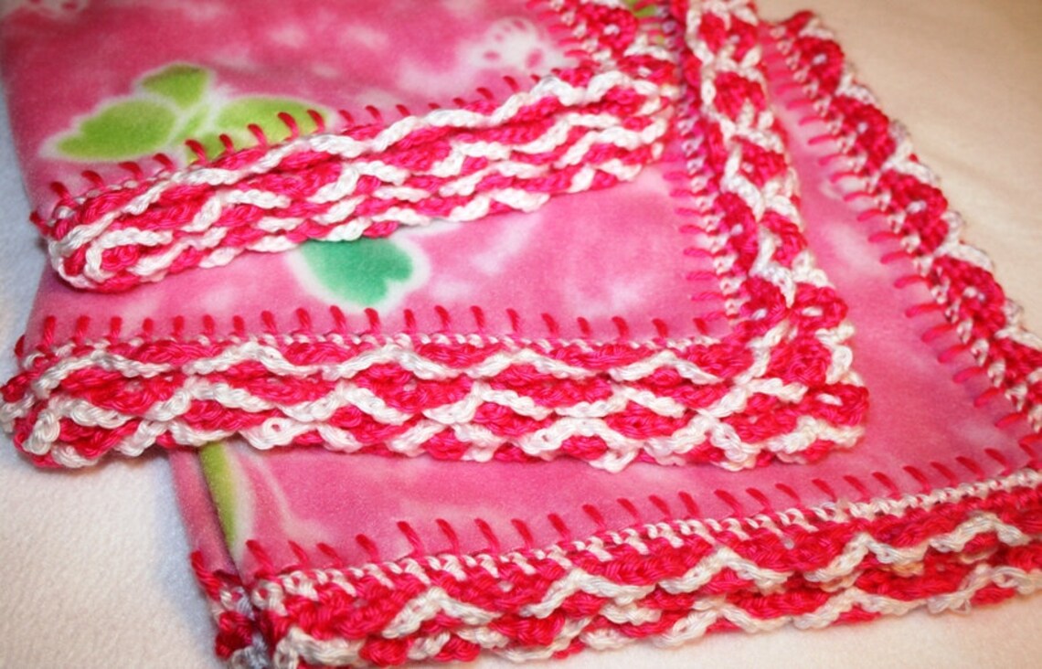Pink Butterflies Crochet Edge Fleece Lovey Blanket Doll Etsy