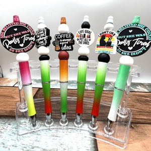 Funny Sayings Silicone Bead Pen, Beaded Custom Made Pen, Silicone Beaded Ink Pens, Refillable Pen, Cute Pens, Journal Pen, Doodle Pen