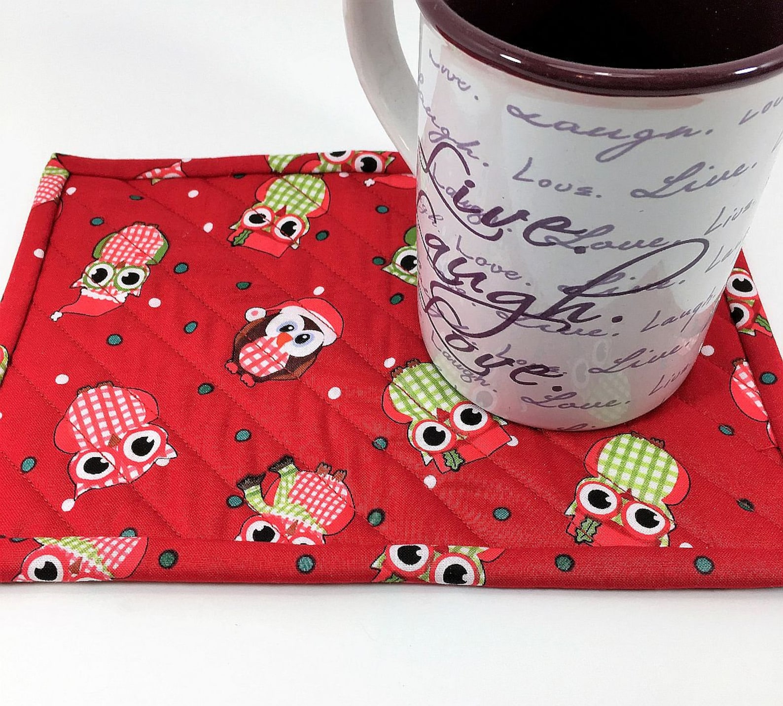 Christmas Owls Design Mug Rug Table Mat Placemat Large Etsy
