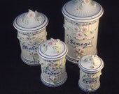 Four Vanity Jars, Each with a different Botanical or Medicinal Plant Labels, Dppio, Cedro, Malva, Senega. Capodimonte