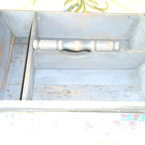 Wood Utensil Knife Tray wood cutlery tray, divided knife box, rustic home decor. Tool Carrier. Original Chipped Grey, 15&quot; x 11&quot; Tray Only