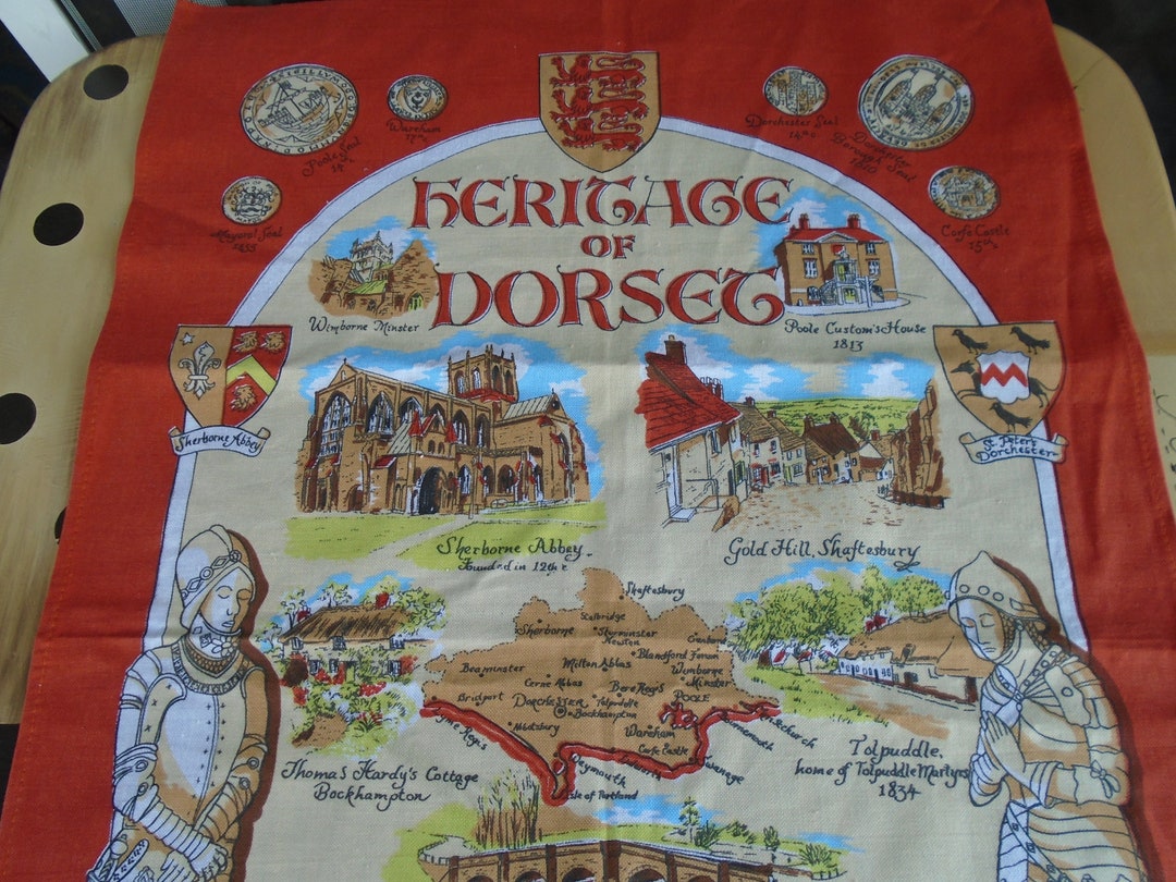 Dorset England Tea Towel by Sally Jane Textiles, Heritage of Dorset