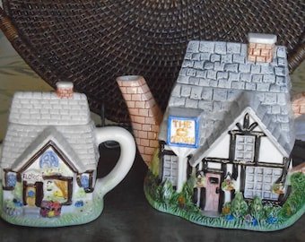 Teapot "The Crown", Annie Rowe Teapot, The Village, Hand Painted Fine Ceramic, 6"h x 9".  The   Florists, Petite Teapot.