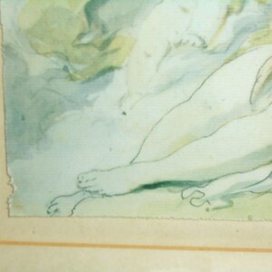 Deckle Edge Repro.La Toilette de Psyché c.1768 Fragonard, Jean Honor. Ethereal Art Nouveau, Lady in Mirror Art Cherubs Hold Mirror France image 6