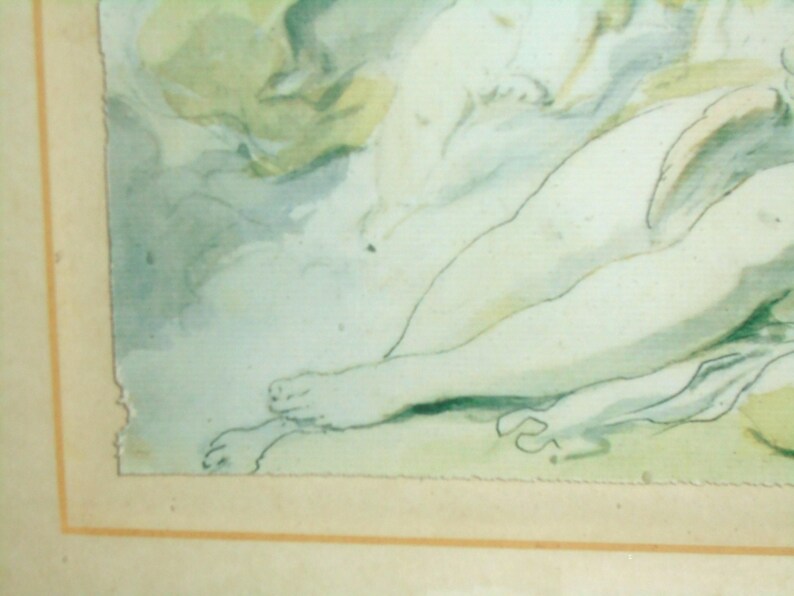 Deckle Edge Repro.La Toilette de Psyché c.1768 Fragonard, Jean Honor. Ethereal Art Nouveau, Lady in Mirror Art Cherubs Hold Mirror France image 6