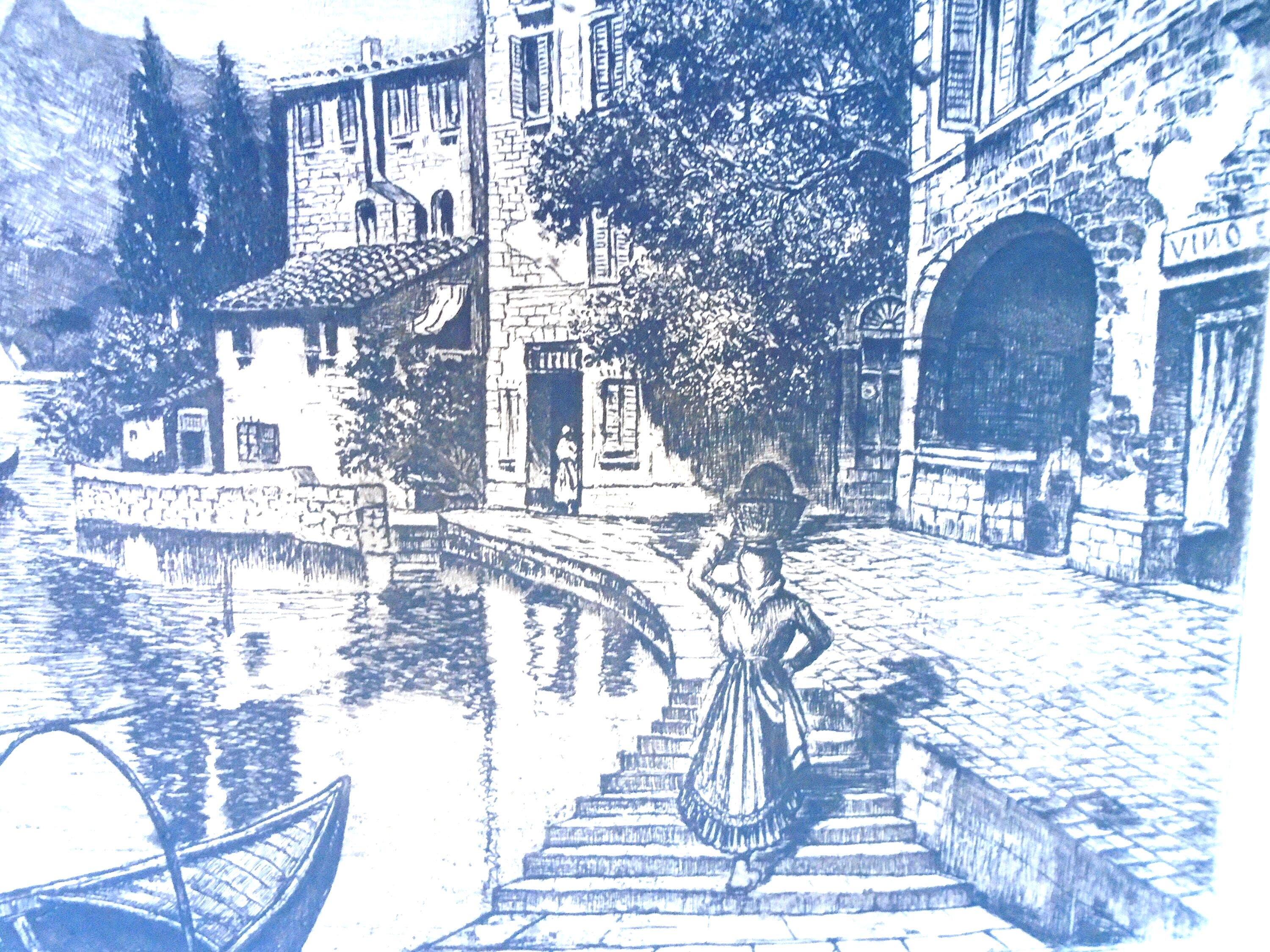 イタリア 額絵 ベネチア柄 エッチング アンティーク 古典 TOS-1517