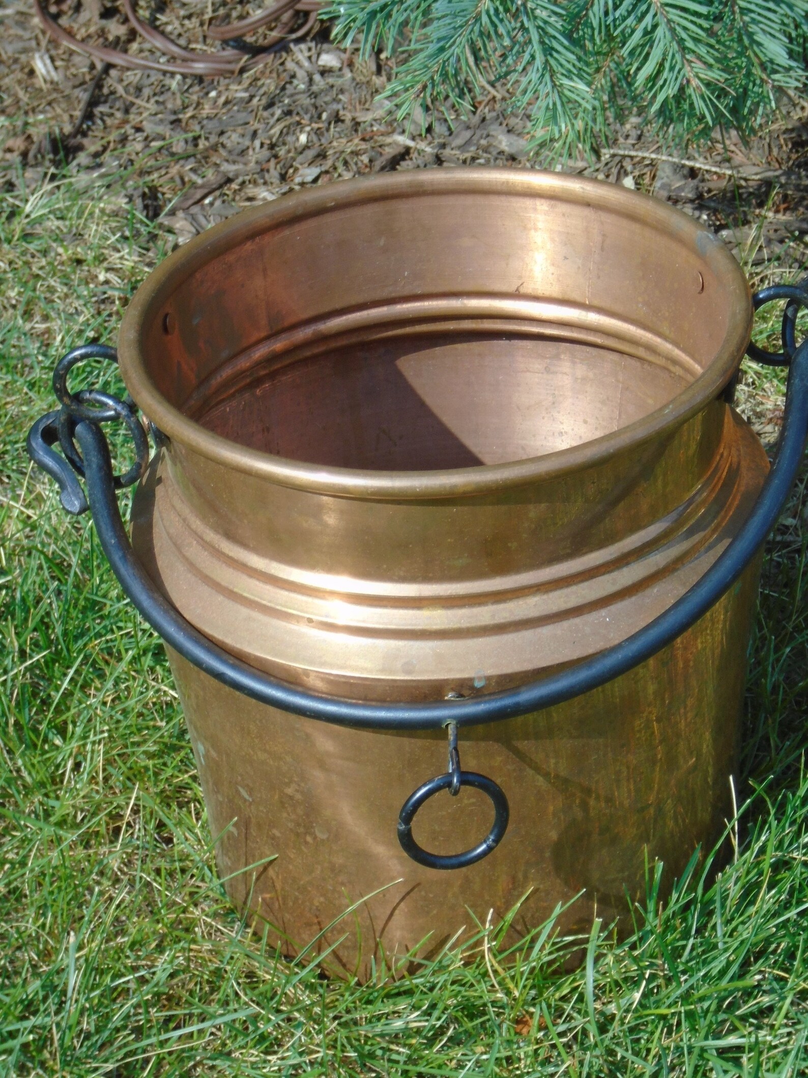 Large Copper Pot Soup Pot Bucket with Wrought Iron Handle. Etsy