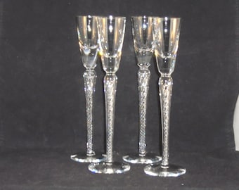 Air Twist Stem Crystal Cordial Aperitif Flutes Glasses 8.75” Beautiful spiral flared out as spun. 4 Bubbles twisted into a helix, set-4 or2