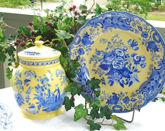 Spode Biscuit Jar, Blue Room Garden Collection, 8" ,"Woman at the Well", Canister, Ginger Style, Cookie Jar, Sealed Lid