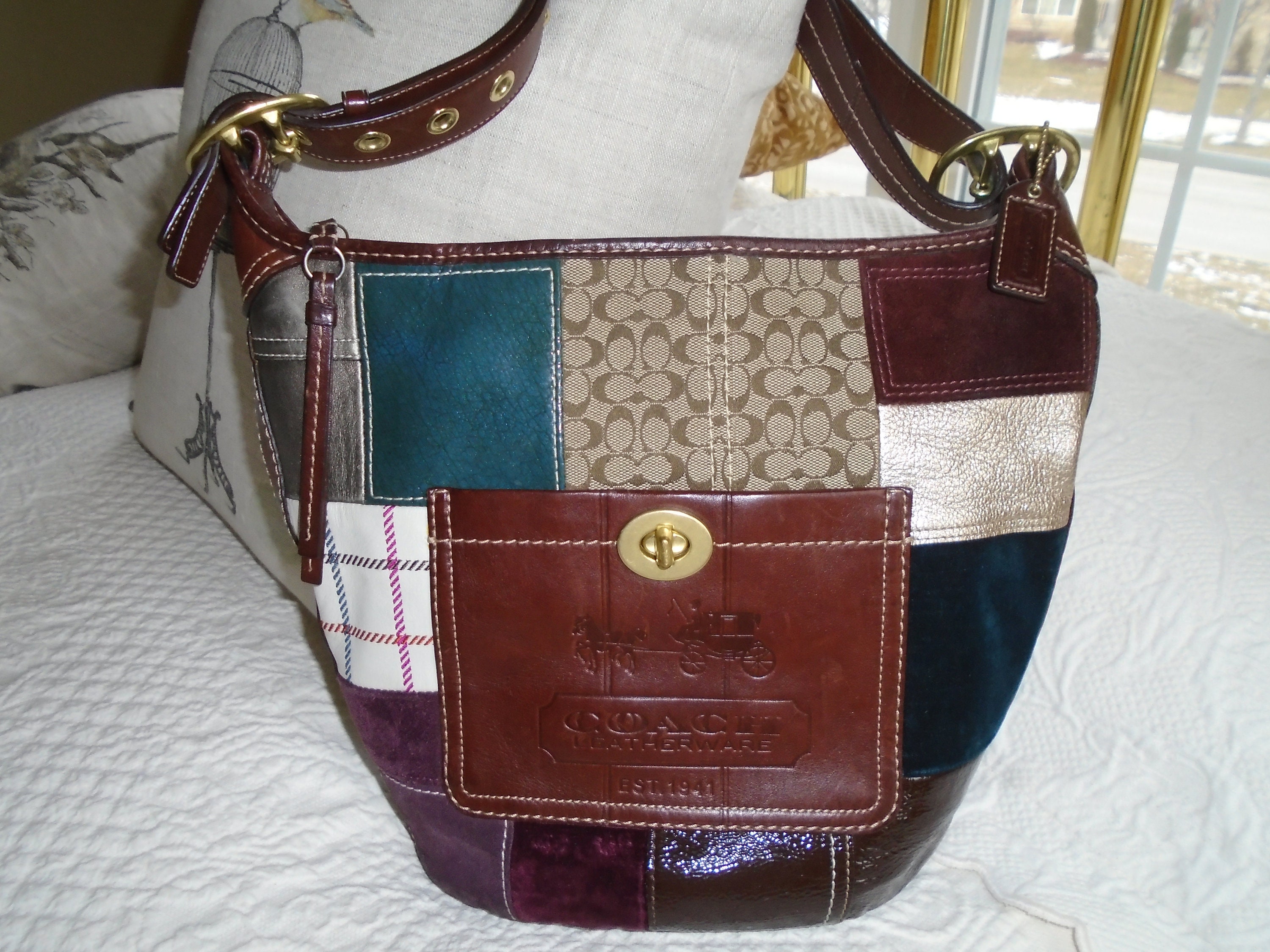 Vintage Authentic Coach Patchwork Handbag.