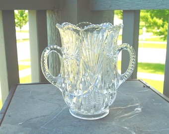 Celery Vase, Early American Pattern Glass. Celery was a LUXURY item! 6"T x 6.5"W, to handles.