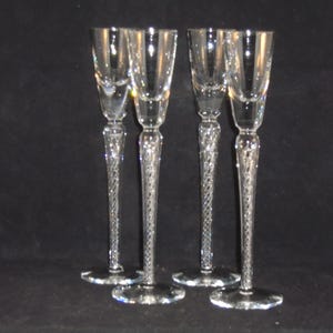 Air Twist Stem Crystal Cordial Aperitif Flutes Glasses 8.75” Beautiful spiral flared out as spun. 4 Bubbles twisted into a helix, set-4 or2