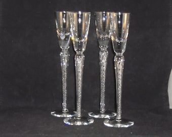 Air Twist Stem Crystal Cordial Aperitif Flutes Glasses 8.75” Beautiful spiral flared out as spun. 4 Bubbles twisted into a helix, set-4 or2
