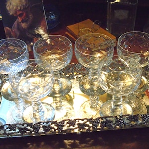 Copas de champán, 6 copas de cristal con forma de diamante, multicubos. Bryce Brothers, EE. UU. Cubitos de hielo, 13,25 cm de alto x 8,9 cm de profundidad. Para coleccionistas.