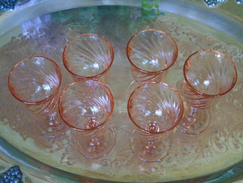 Arcoroc Rosaline Pink Cordial Glasses Six 6 Luminarc Optic Etsy