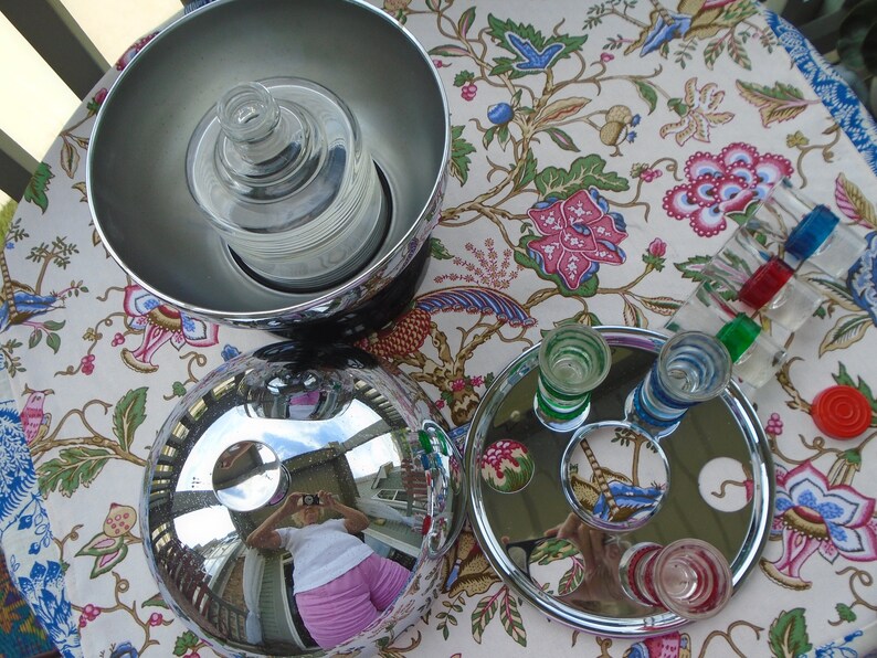 Chrome Bowling Ball Bar Set 1950s. Pump is Missing. Original Etsy