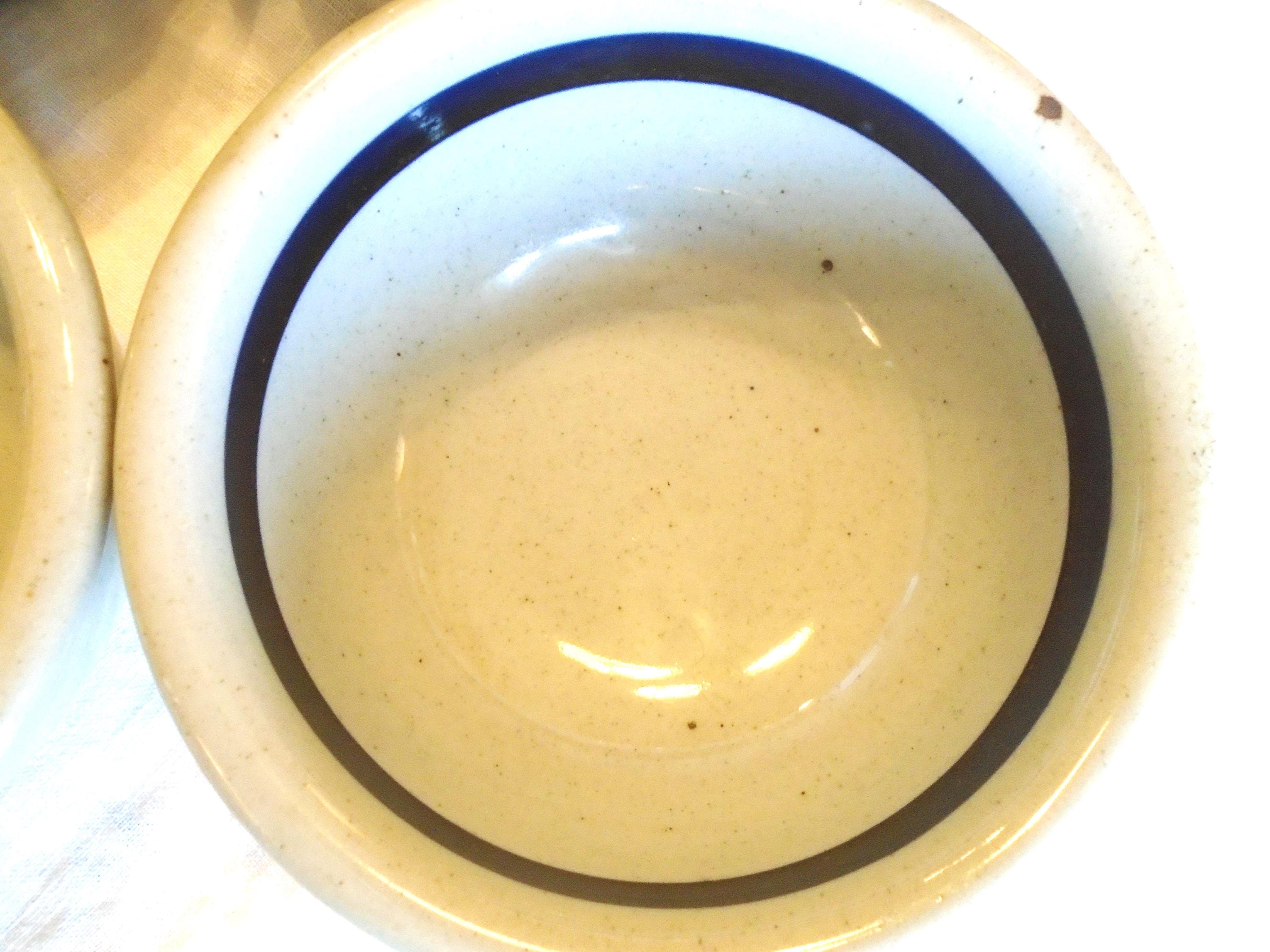 DANSK Coupe Bowl. Light Blue-grey Stoneware, Speckles W/ Dark Blue