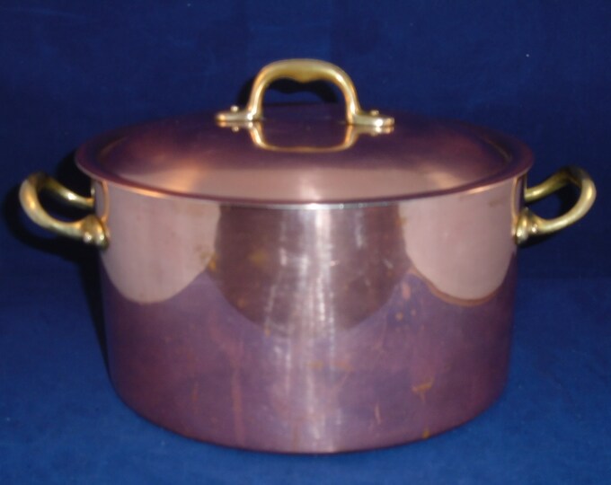Copper Stock Pot, Made in Italy. Copper Cooking Pot, Covered Casserole
