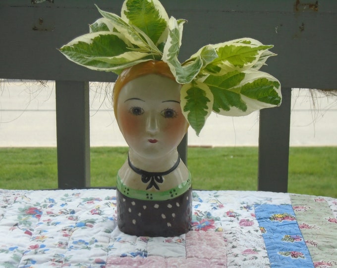 Ceramic Young Girl Head/bust Vase /wall Pocket. 6.25 Etsy