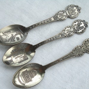 Souvenir Spoons, Washington DC, Connecticut and Delaware.  American Collectors Guild Heritage 4.5" 3 pc. set.