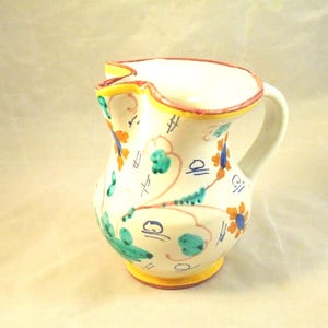 Hand-Painted Floral Creamer: Italian Blue Pitcher, Gold Trim