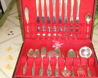 Rogers Silverplate 1949 54 Pc. ENGLISH GARDEN Silverware, Elegant, S.G. & G.H. Rogers Monogramed M