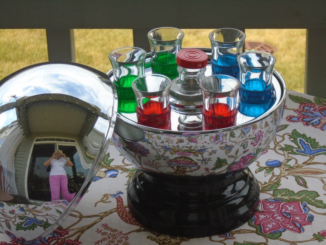 Chrome Bowling Ball Bar Set 1950s. Pump is Missing. Original Etsy