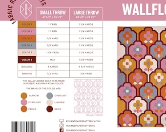 Wallflower Quilt Pattern - PRINTED PAPER COPY - Designed by Pen and Paper Patterns
