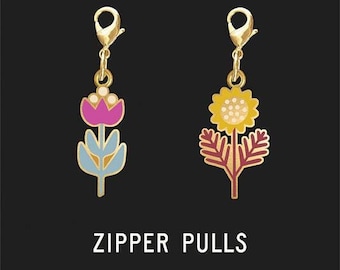 2-Pack Design Enamel Zipper Pulls - Rashida Coleman Hale - Ruby Star Society - Flowers