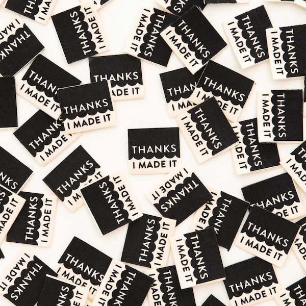 Sarah Hearts - Thanks I Made It Organic Cotton - Sewing Woven Label Tags