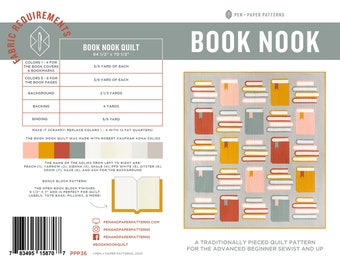 PRINTED Book Nook Quilt Pattern Quilt Pattern by Pen and Paper Pattern