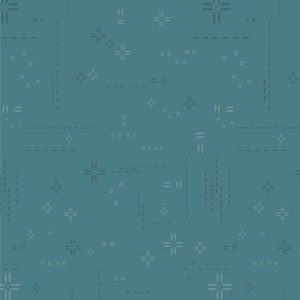 1/2 Yard - Art Gallery Fabric Decostitch Elements - Teal Fog, Fabric by the Yard