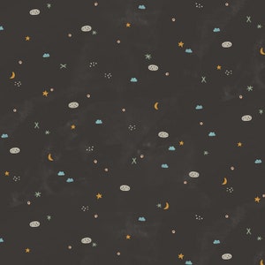 Dear Friends - Stargazing - Charcoal Fabric, Cotton and Steel, 1/2 Yard