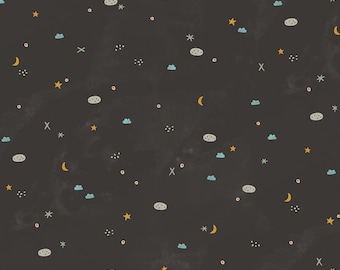 Dear Friends - Stargazing - Charcoal Fabric, Cotton and Steel, 1/2 Yard
