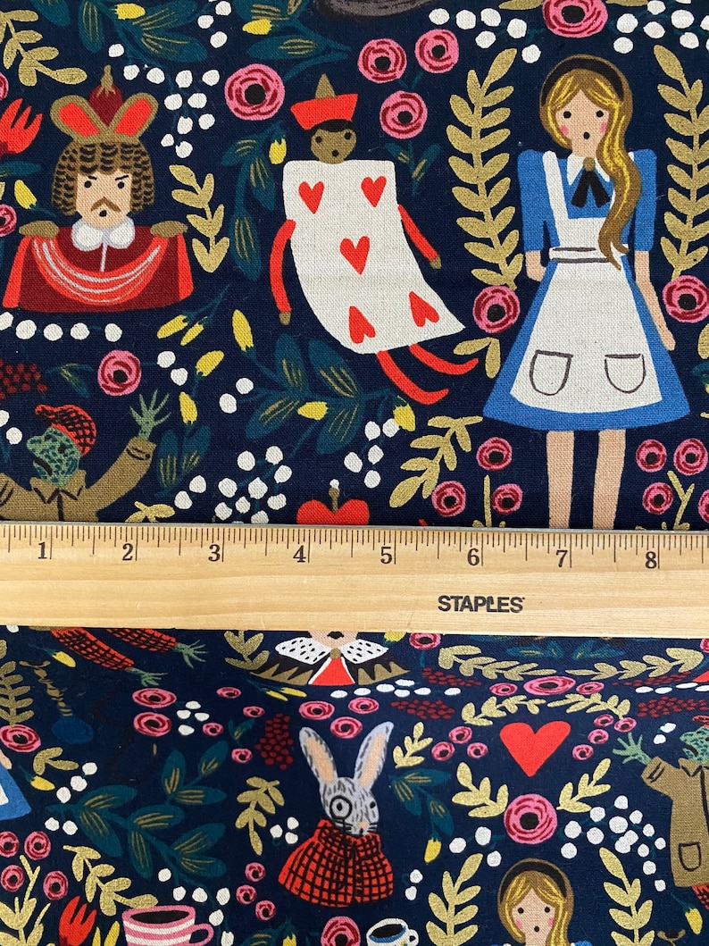 Rifle Paper Co Fabric 1/2 Yard CANVAS Alice in Wonderland Etsy
