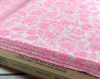 Rifle Paper Co Fabric, 1/2 Yard - Primavera - Moxie Floral - Neon Pink Neon Pigment Fabric,  RP308-NP1NP, Cute Fabric, Delicate Flowers
